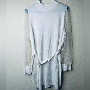 Madison and Hudson size L white dress with see through sleeves with polka dots